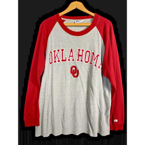 OU Sooners Shirt XL Thermal Raglan Sleeve Team Issue Collegiate Apparel Mens